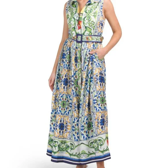 🌟 Dalia McPhee Vibrant Tile Print Maxi Dress – Size Large – Like New 🌟 - Picture 1 of 15